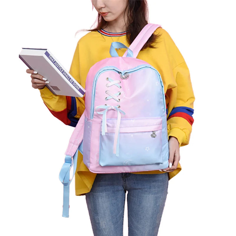 Gradient School Backpack Lightweight Bookbag for Girls