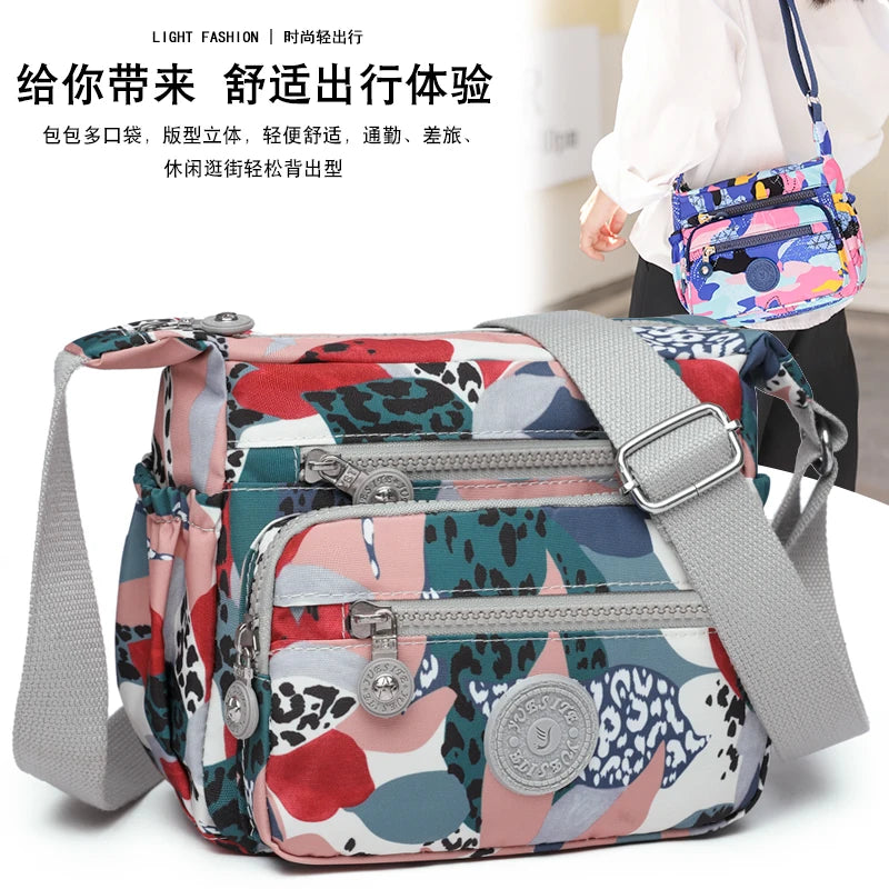 Graffiti Style Crossbody Shoulder Bag - Nylon Waterproof Handbag