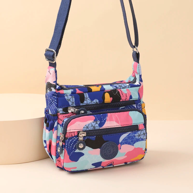Graffiti Style Crossbody Shoulder Bag - Nylon Waterproof Handbag