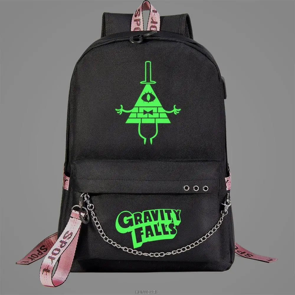 Gravity Falls Backpack USB Charging Schoolbag Luminous Backpacks