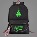 Gravity Falls Backpack USB Charging Schoolbag Luminous Backpacks