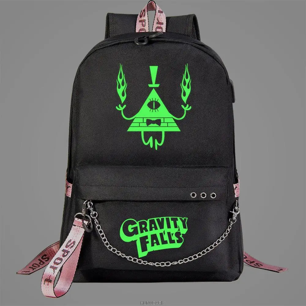 Gravity Falls Backpack USB Charging Schoolbag Luminous Backpacks