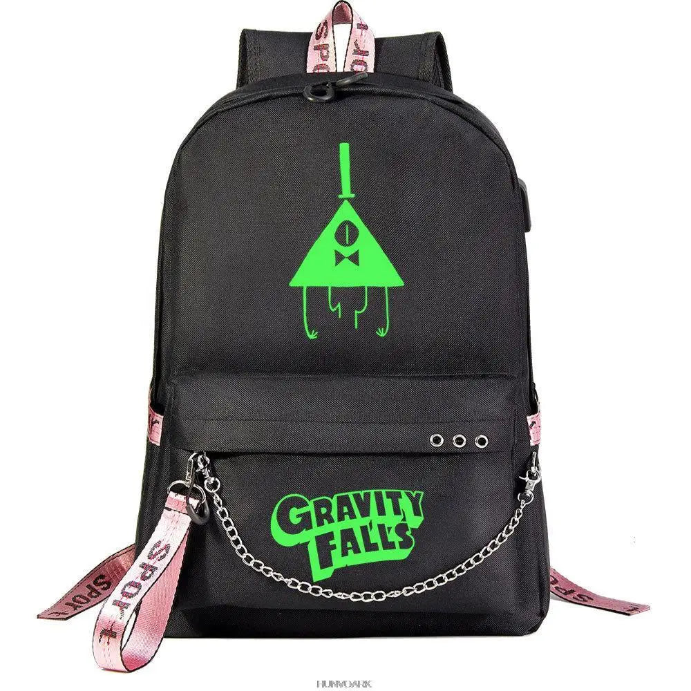 Gravity Falls Backpack USB Charging Schoolbag Luminous Backpacks