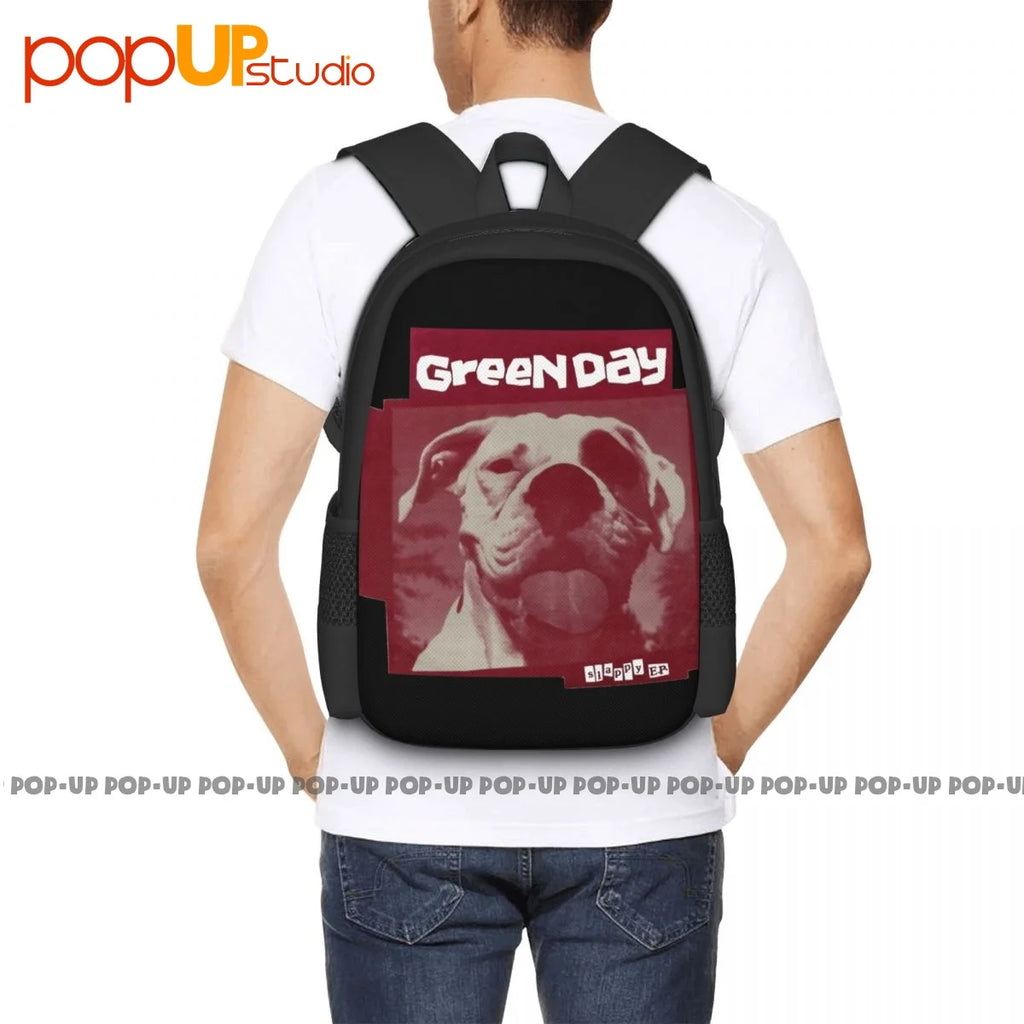 Green Slappy Punk Rock Band Backpack Vintage Style Eco Friendly Large Capacity