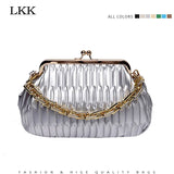 Green Pleated Crossbody Bag Clutch Chain Shoulder Silver Purse for Women
