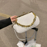 Green Pleated Crossbody Bag Clutch Chain Shoulder Silver Purse for Women