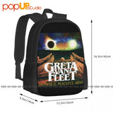 Greta Van Fleet Peaceful Army Tour Backpack Large Capacity Art Print Bag