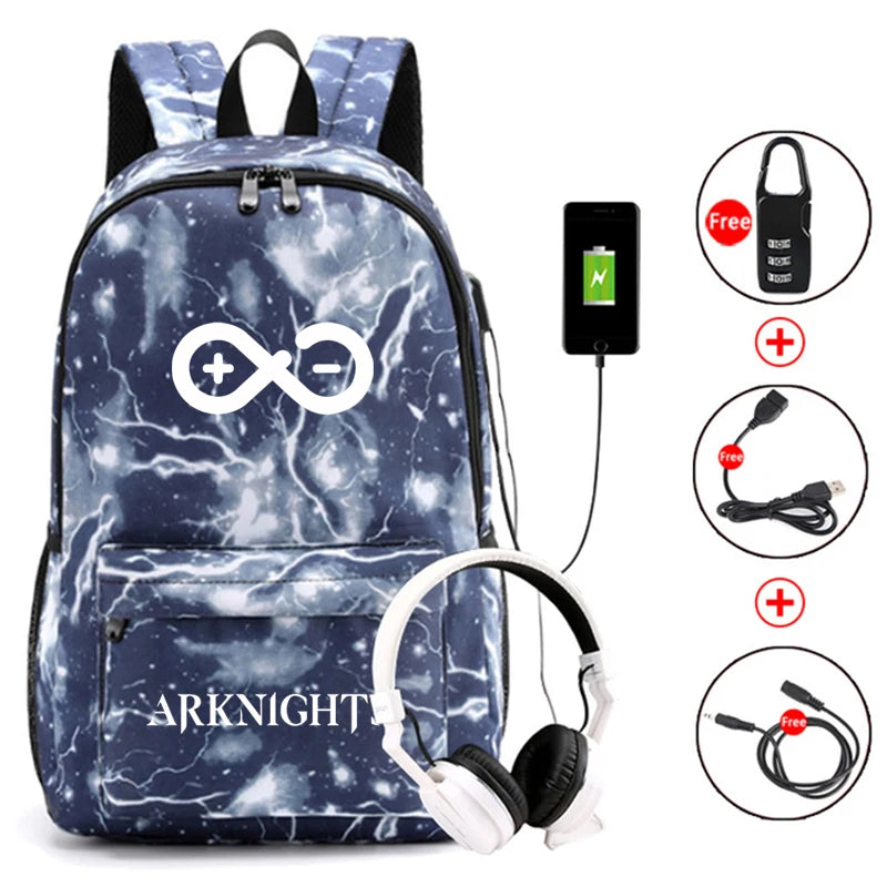 Arknights Anti-Theft Backpack with USB Charging Port