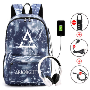 Arknights Backpack Anti-Theft Student Book Bag with USB Charging