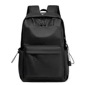 Grey USB School Backpack Lightweight Water Proof 14 Inch Laptop Bag