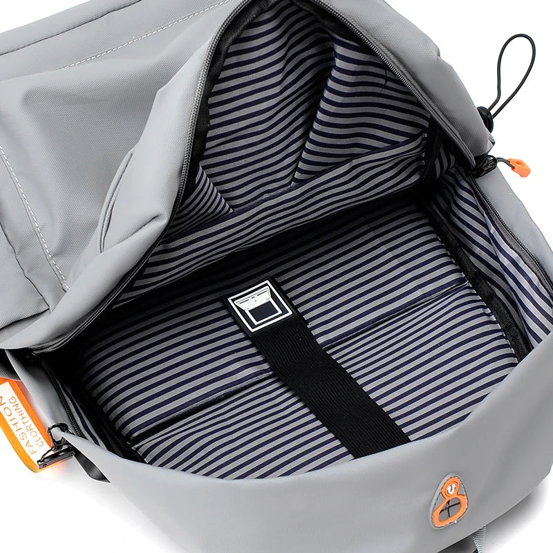 Grey USB School Backpack Lightweight Water Proof 14 Inch Laptop Bag