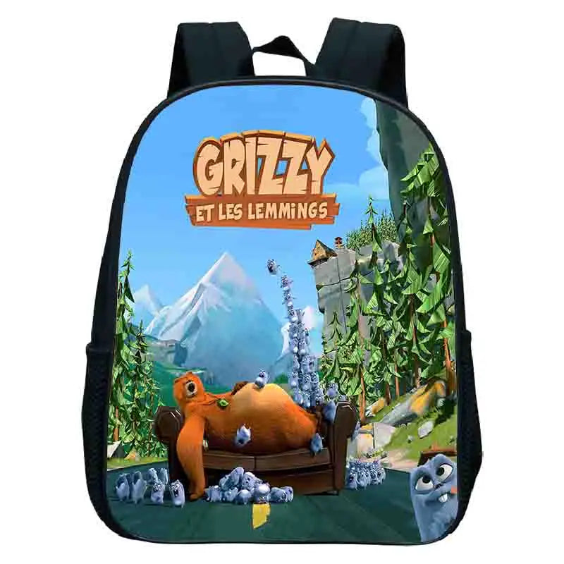 Grizzy And The Lemmings Kindergarten Backpack Girls Boys Bookbag