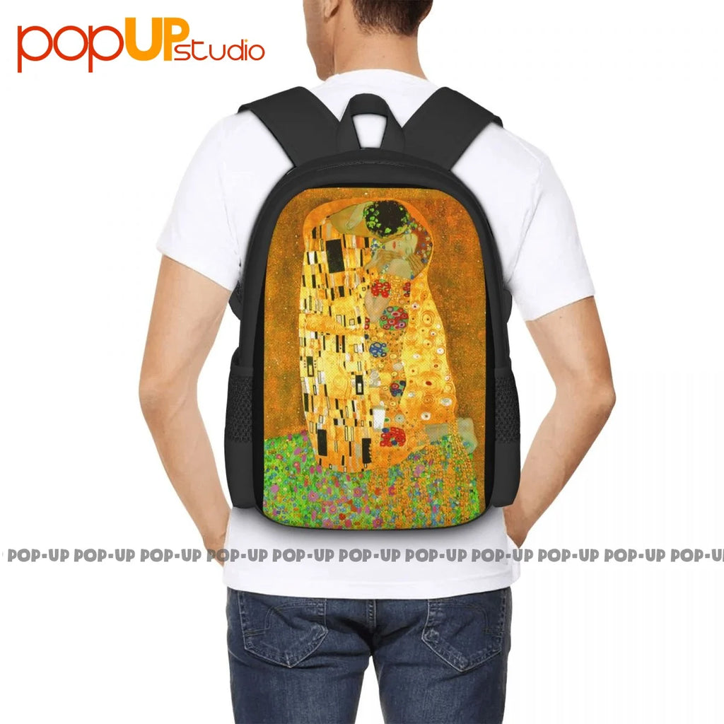 Gustav Klimt Famous Art Paintings Kissing Ideal Backpack Large Capacity