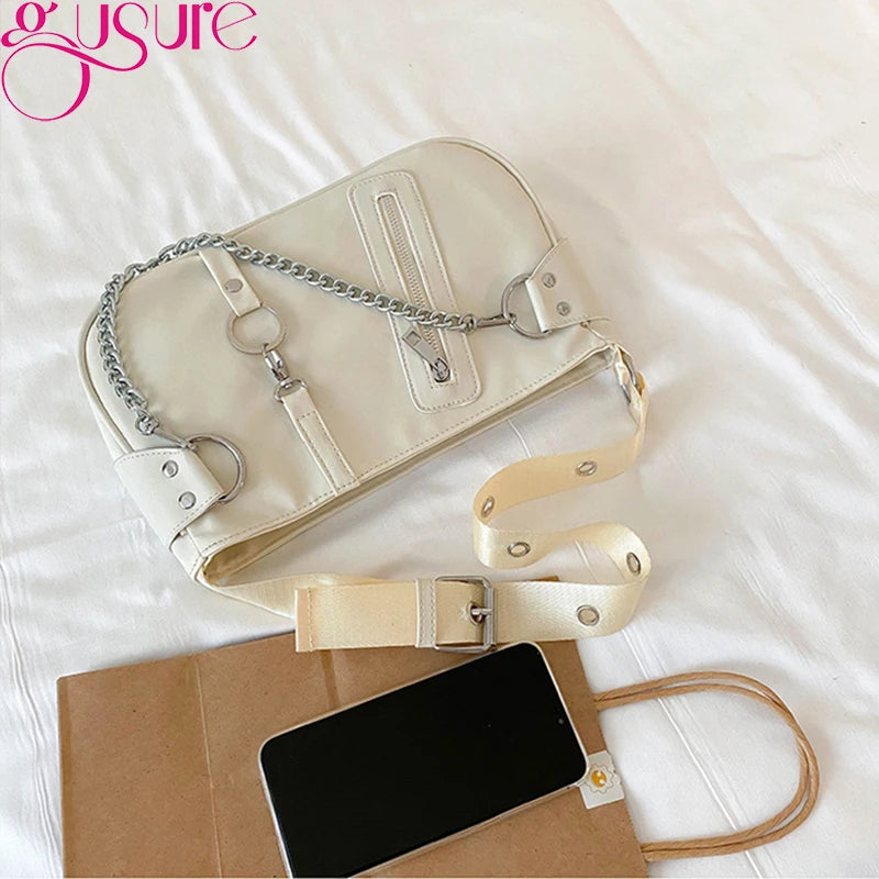 Casual Women Underarm Shoulder Bags Chain PU Leather Small Handbags