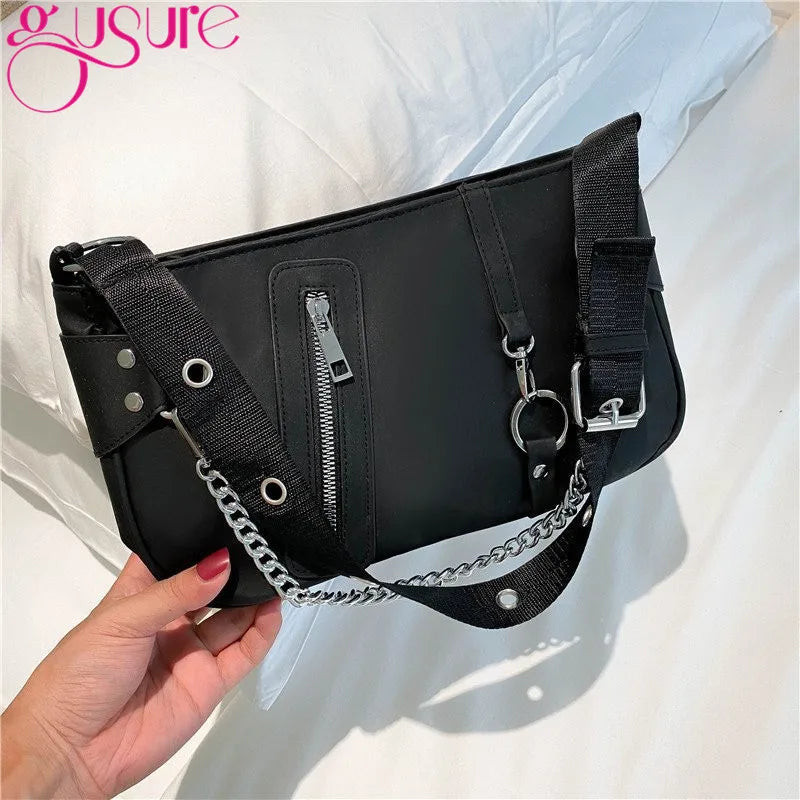 Casual Women Underarm Shoulder Bags Chain PU Leather Small Handbags