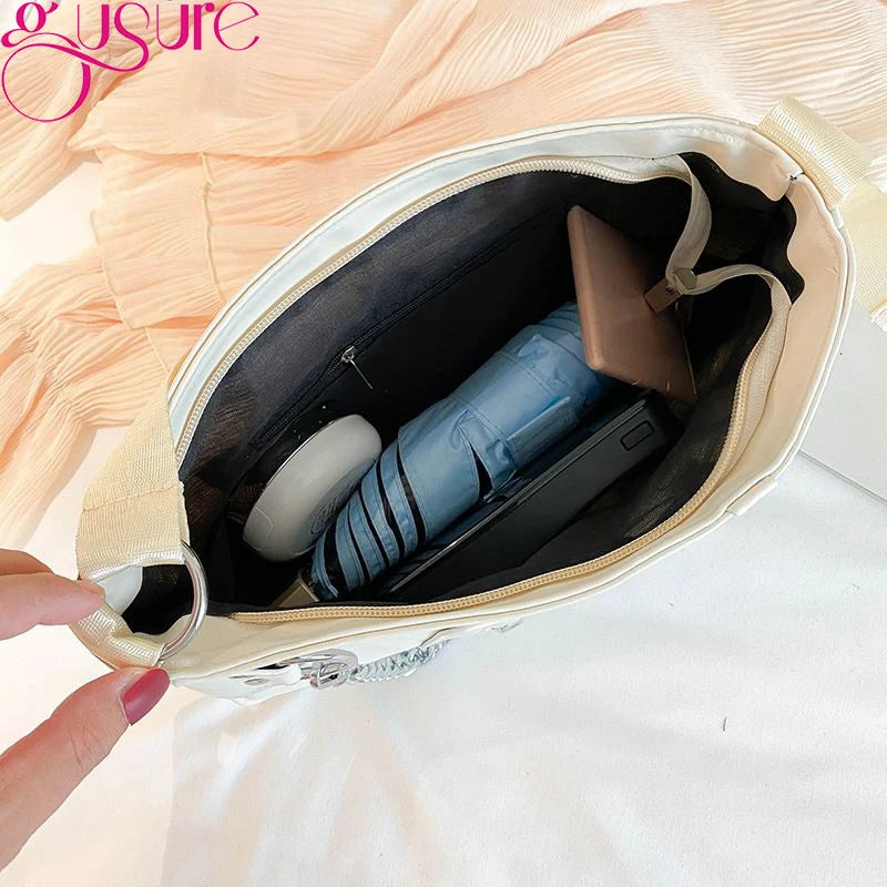 Casual Women Underarm Shoulder Bags Chain PU Leather Small Handbags