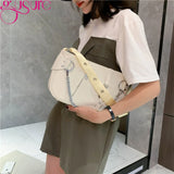 Casual Women Underarm Shoulder Bags Chain PU Leather Small Handbags