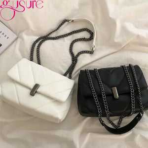 Quilted Shoulder Bag Chain Crossbody Large Capacity Handbag Solid Messenger