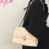 Quilted Shoulder Bag Chain Crossbody Large Capacity Handbag Solid Messenger
