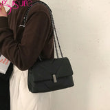 Quilted Shoulder Bag Chain Crossbody Large Capacity Handbag Solid Messenger