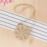 Round Women Straw Bag Handbag Knit Summer Beach Bag Tassel Crossbody