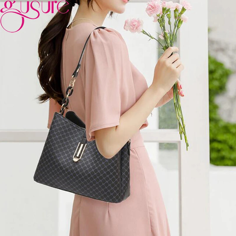Retro Bucket Crossbody Bag Travel Purse Handbag Letter Print Shoulder