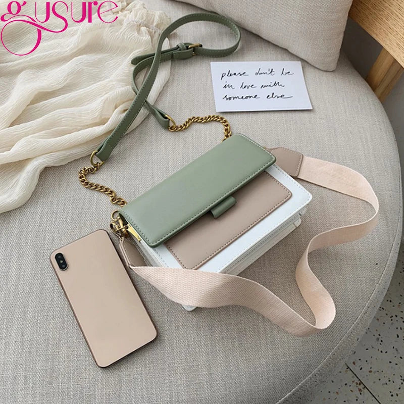Leather Crossbody Bag Chain Shoulder Messenger Lady Travel Purse