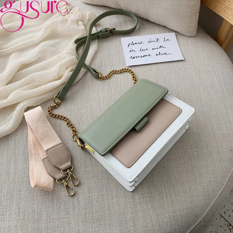 Leather Crossbody Bag Chain Shoulder Messenger Lady Travel Purse