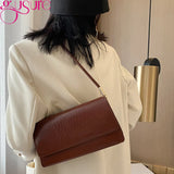 Retro PU Leather Handbag Top Handle Tote Underarm Vintage Bag Clutch Purse