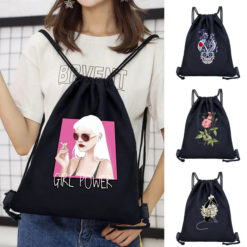 Canvas Drawstring Rucksack Gym School Bag
