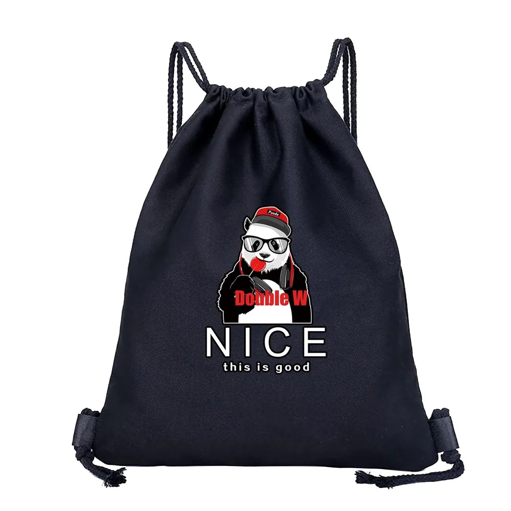 Canvas Drawstring Rucksack Gym School Bag
