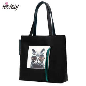 Cat Cartoon Shoulder Handbag Top-handle Bag Women Oxford Handbags