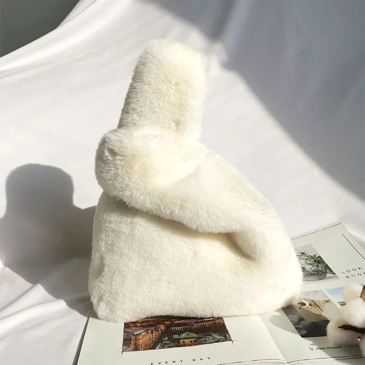 Soft Plush Women Handbags Faux Fur Ladies Winter Clutch Purse Bag