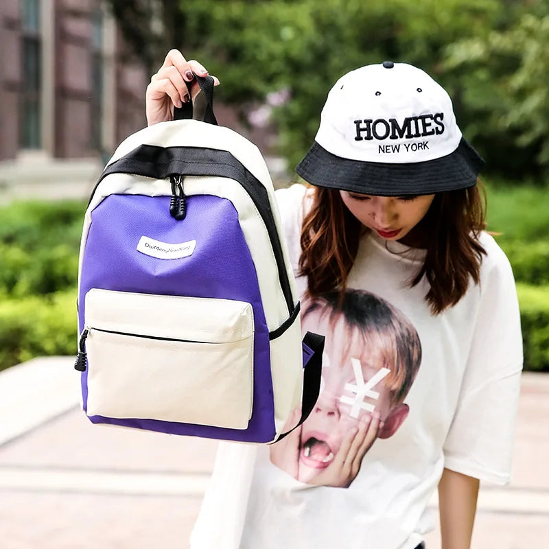 Harajuku Canvas Backpack Women School Bags Students Rucksack Bookbags
