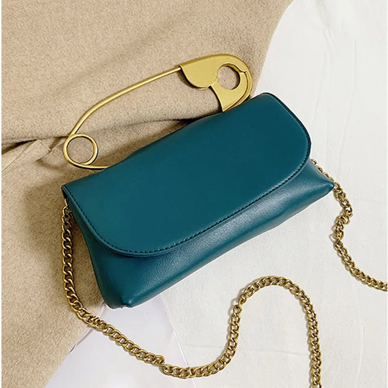 Women PU Leather Chains Shoulder Bag Party Clutch Purse Mini Crossbody Tote