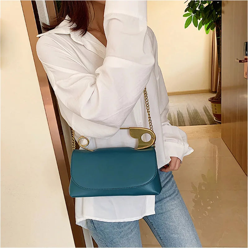 Women PU Leather Chains Shoulder Bag Party Clutch Purse Mini Crossbody Tote