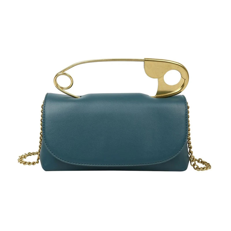 Women PU Leather Chains Shoulder Bag Party Clutch Purse Mini Crossbody Tote