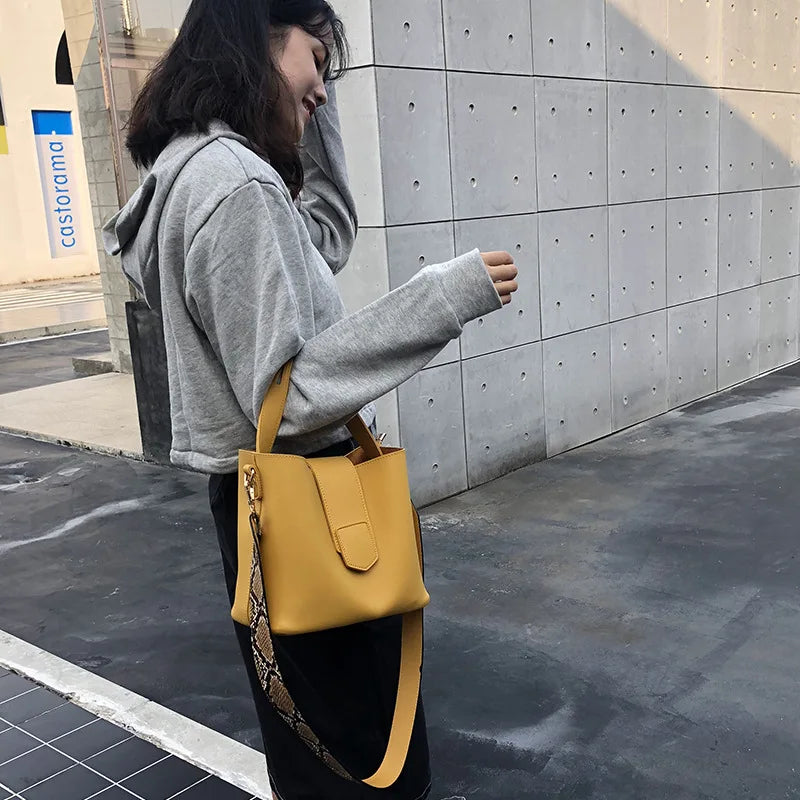 Women Handbag Leather Shoulder Bags 2 sets Casual Tote Bags sac a main