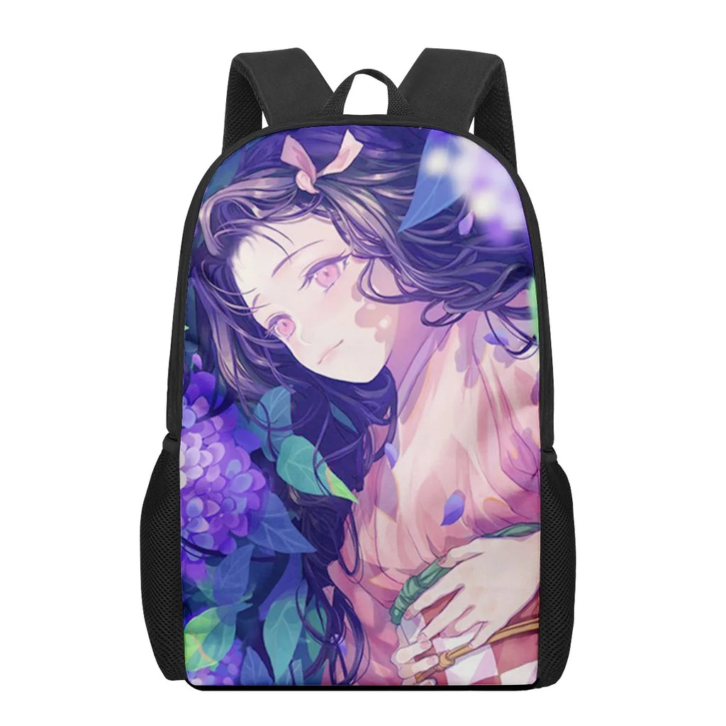 Nezuko Print Kids School Backpacks for Boys Girls