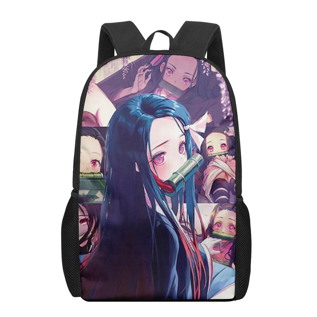Nezuko Print Kids School Backpacks for Boys Girls