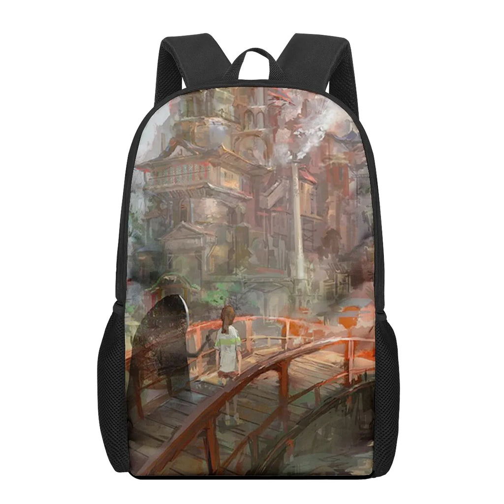 Anime Spirited Away Print Kids Backpack 16-inch School Bag Mochilas Satchel