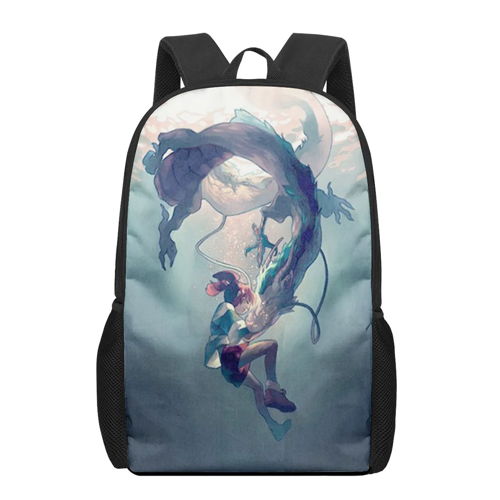Anime Spirited Away Print Kids Backpack 16-inch School Bag Mochilas Satchel