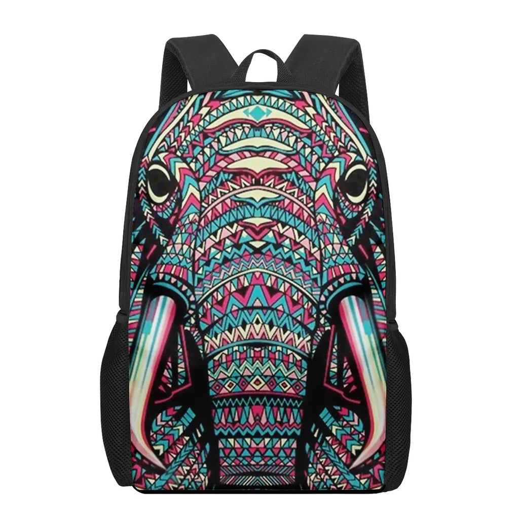 Indian Elephant Art Print 16-inch School Backpack