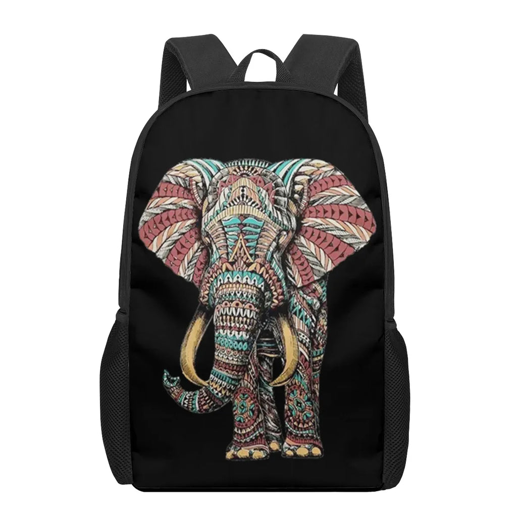 Indian Elephant Art Print 16-inch School Backpack