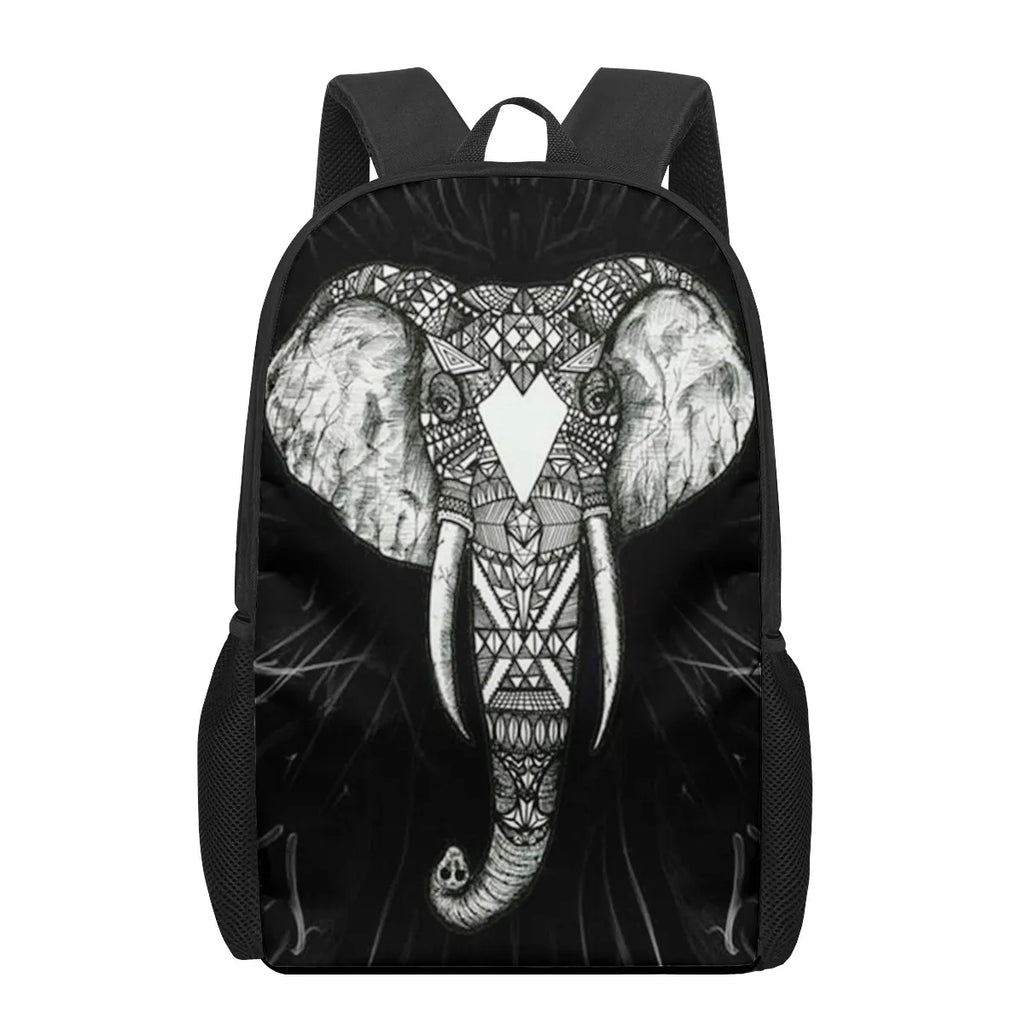 Indian Elephant Art Print 16-inch School Backpack