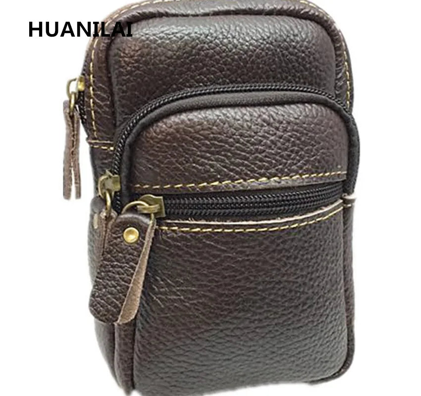 Cowhide Waist Pack Men's Belt Bags Leather Bags Phone Bags