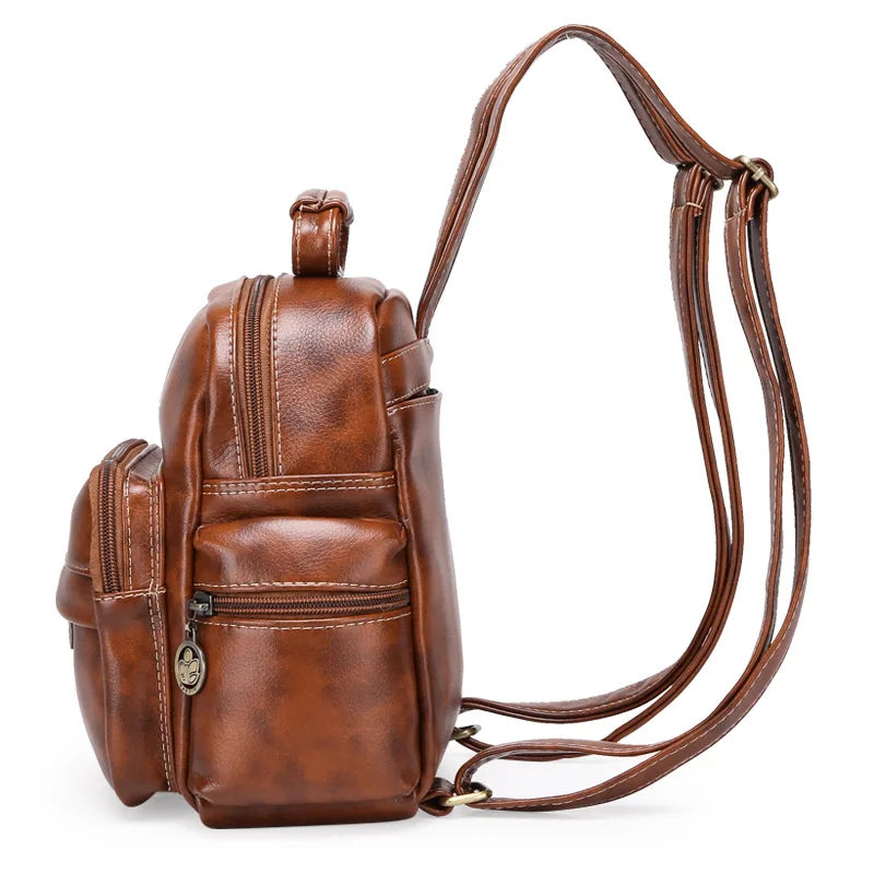 HUIMENG PU Leather Backpack for Girls - School Laptop College Bag