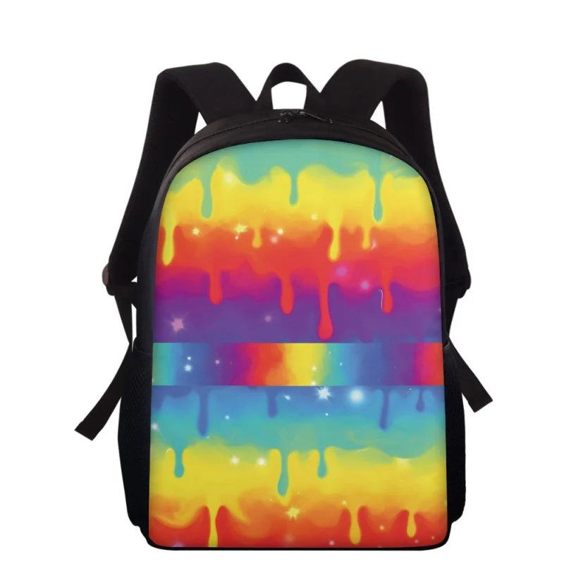 Rainbow Print Backpack for Teens School Children Kid Book Bag