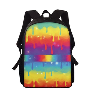 Rainbow Print Backpack for Teens School Children Kid Book Bag