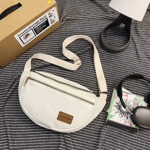 Half Moon Nylon Crossbody Bag For Women Saddle Handbag Large Capacity